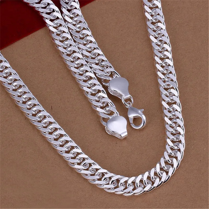 925 Sterling Silver 10MM Chain Necklace Solid Wedding Jewelry