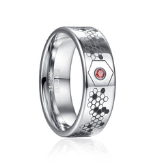 8mm Tungsten Carbide Steel Ring Zircon Brushed Celtic Knot Laser Fire Organic Mo