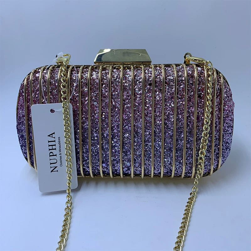 Metal Clutch Evening Bags with Sequin for Party
