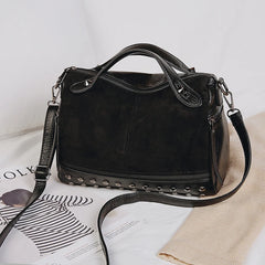 Vintage Motorcycle Bag Scrub Pu Shoulder Bags For Women Rivet Big Bag