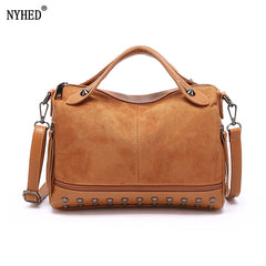 Vintage Motorcycle Bag Scrub Pu Shoulder Bags For Women Rivet Big Bag