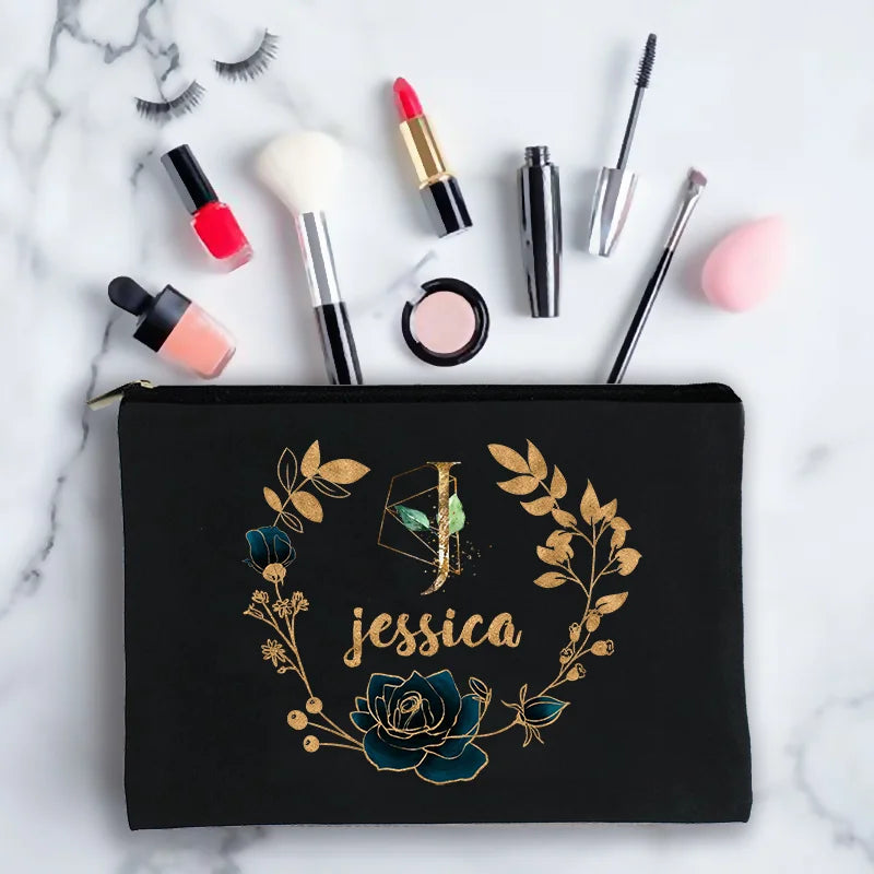 Name Motto Women Cosmetic Bag Toiletry Bag Make Up Bags For Girls