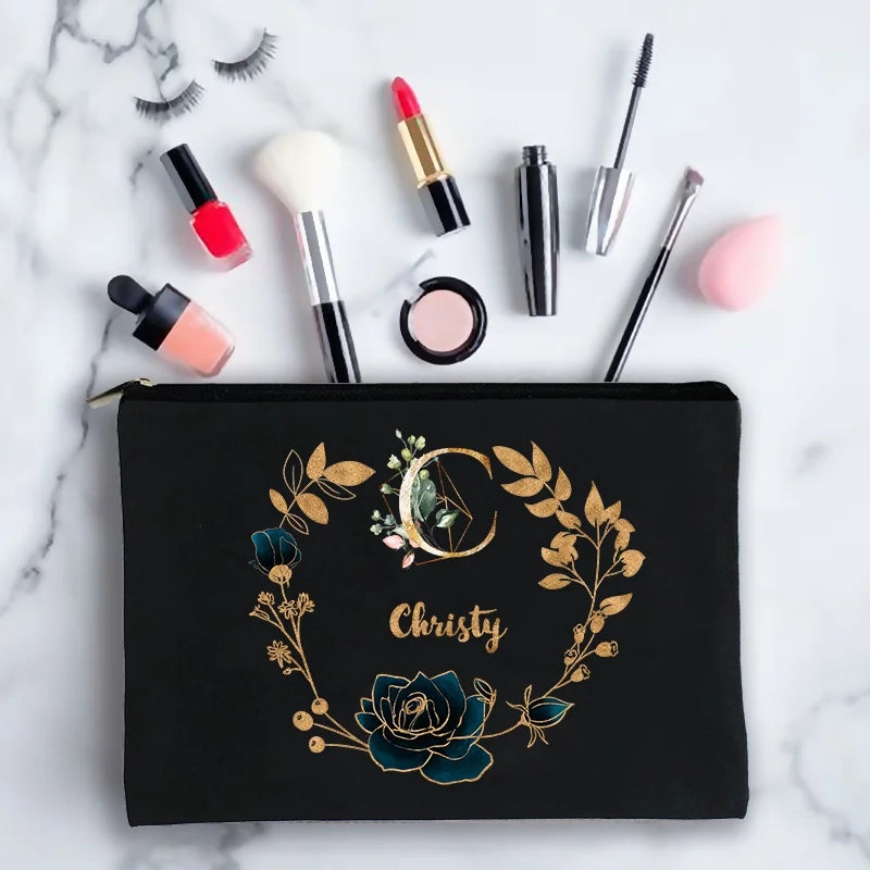 Name Motto Women Cosmetic Bag Toiletry Bag Make Up Bags For Girls