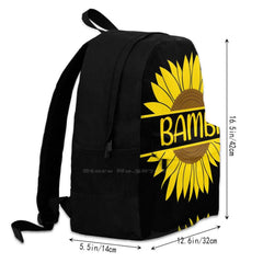 Sunflower Name Tag Travel Backpack for Girls