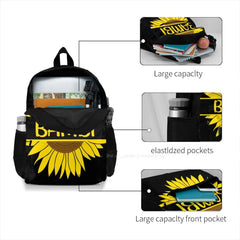 Sunflower Name Tag Travel Backpack for Girls