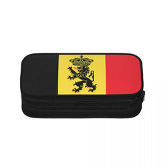 Belgium National Emblem Flag Zipper Pen Bag