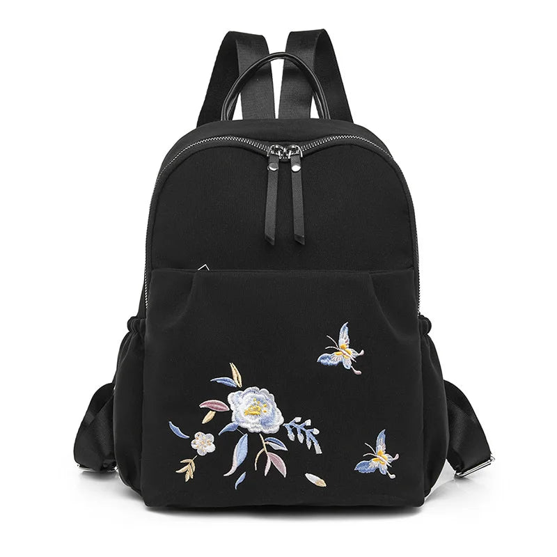 National Style Embroidery Backpack Women Travel Anti-theft Bag