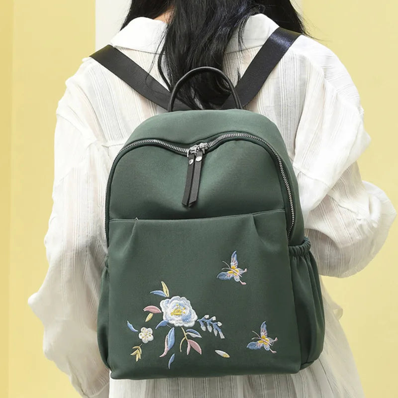 National Style Embroidery Backpack Women Travel Anti-theft Bag