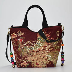 Embroidered Peacock Bag Canvas Shoulder Cross Bag