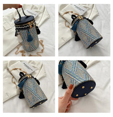 National Style Shoulder Bag for Women Crossbody Tassel Handbag