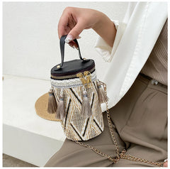 National Style Shoulder Bag for Women Crossbody Tassel Handbag