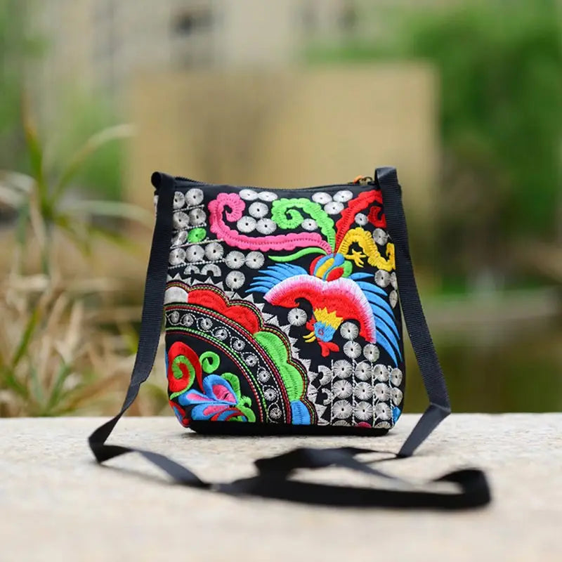 National Women Ethnic Peony Min Shoulder Bag Embroidery Handbag