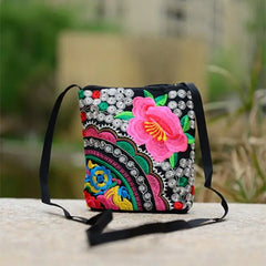 National Women Ethnic Peony Min Shoulder Bag Embroidery Handbag