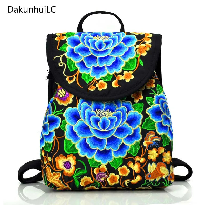 National Canvas Ethnic Backpack Women Travel Bag