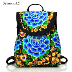 National Canvas Ethnic Backpack Women Travel Bag