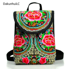 National Canvas Ethnic Backpack Women Travel Bag