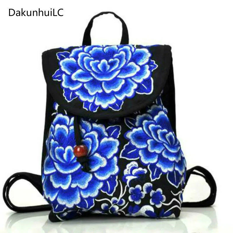 National Canvas Ethnic Backpack Women Travel Bag