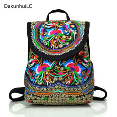 National Canvas Ethnic Backpack Women Travel Bag