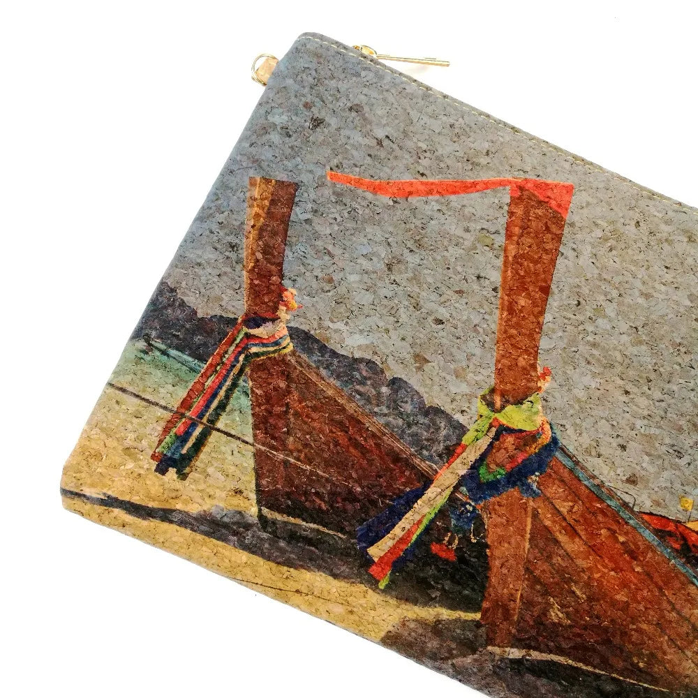 Natural Portugal Cork Handbag Clutch Wooden Purse