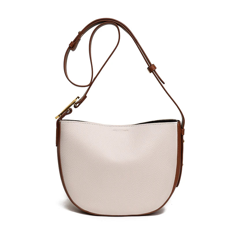 Soft Cow Leather Bucket Handbag Women Shoulder Crossbody Bag