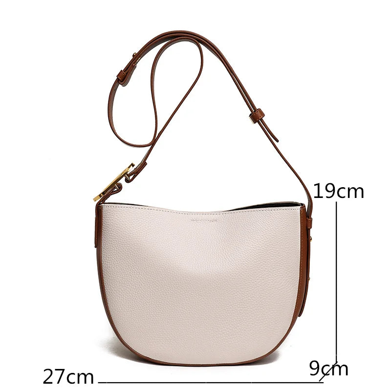 Soft Cow Leather Bucket Handbag Women Shoulder Crossbody Bag