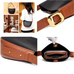 Soft Cow Leather Bucket Handbag Women Shoulder Crossbody Bag