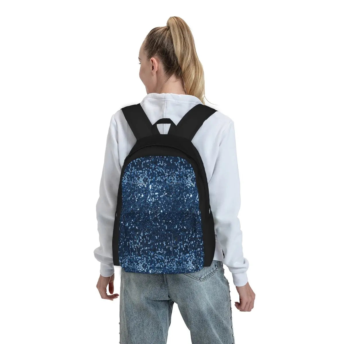 Navy Glitter Chunky Sequin Backpacks Men's Backpacks Bags For Women