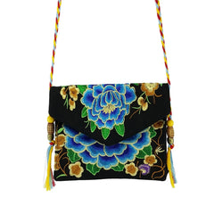 Vintage Boho Embroidered Canvas Messenger Bag for Women
