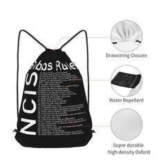 Ncis Gibbs Rules Drawstring Backpack Bookbag Beach Bag