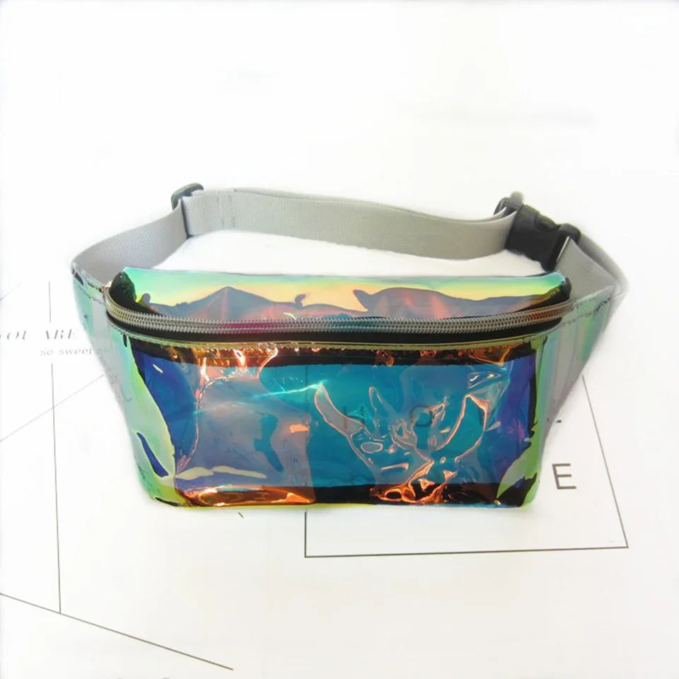 Neon Green Waist Bag Vintage Women Pink Laser Bags