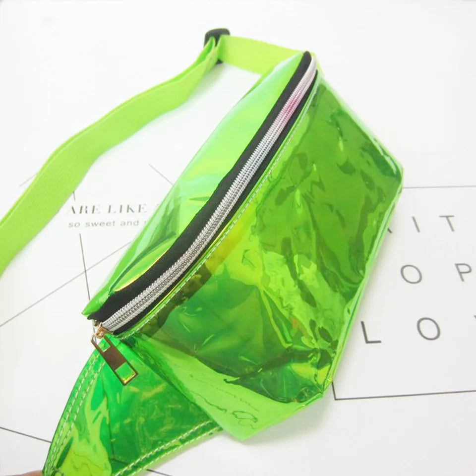 Neon Green Waist Bag Vintage Women Pink Laser Bags