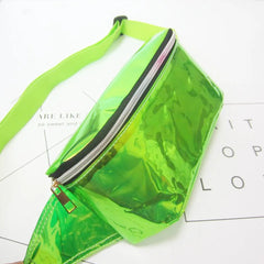 Neon Green Waist Bag Vintage Women Pink Laser Bags