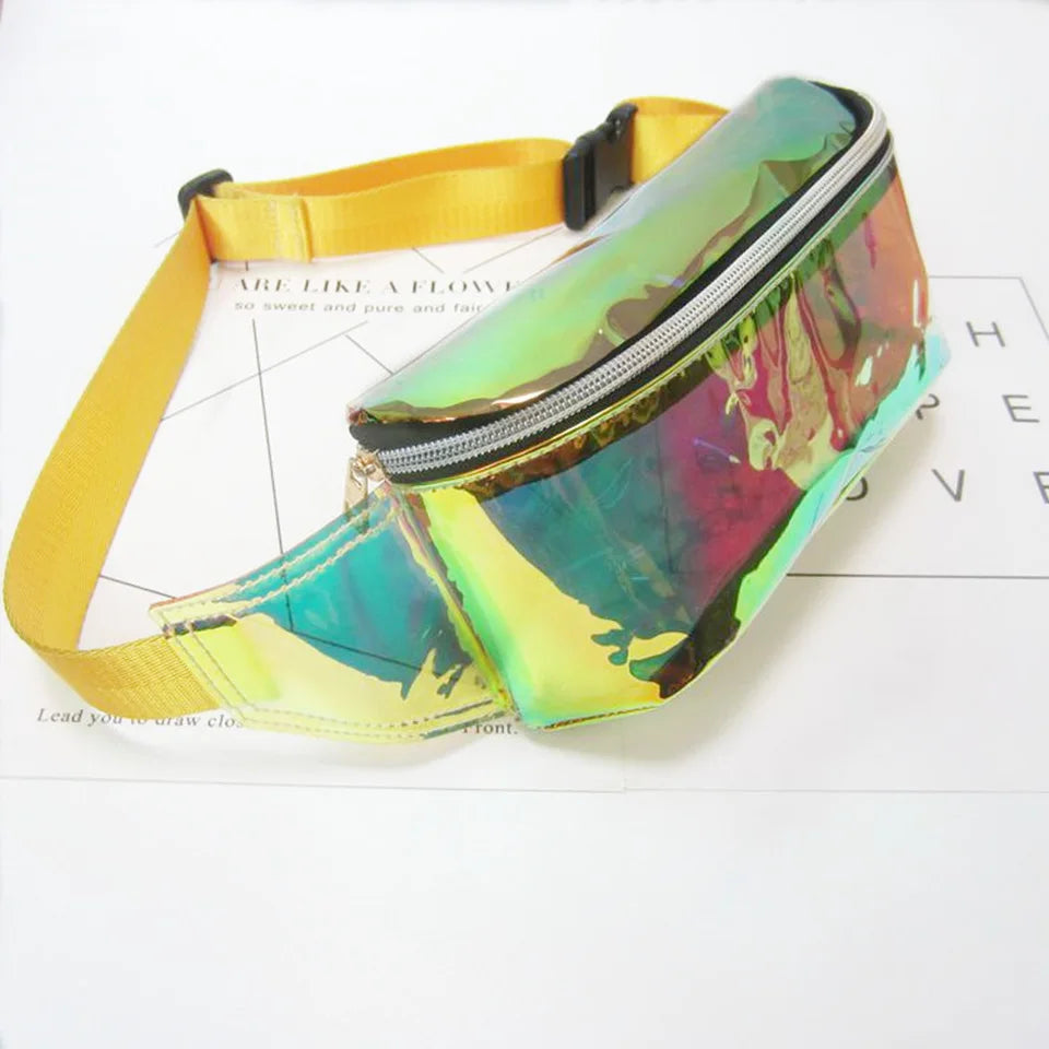 Neon Green Waist Bag Vintage Women Pink Laser Bags