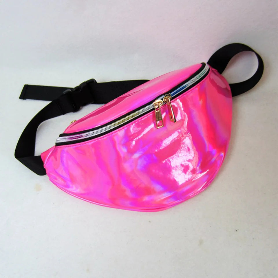 Neon Pink Fanny Pack for Women PU Leather Waist Bag Chest Phone Pouch