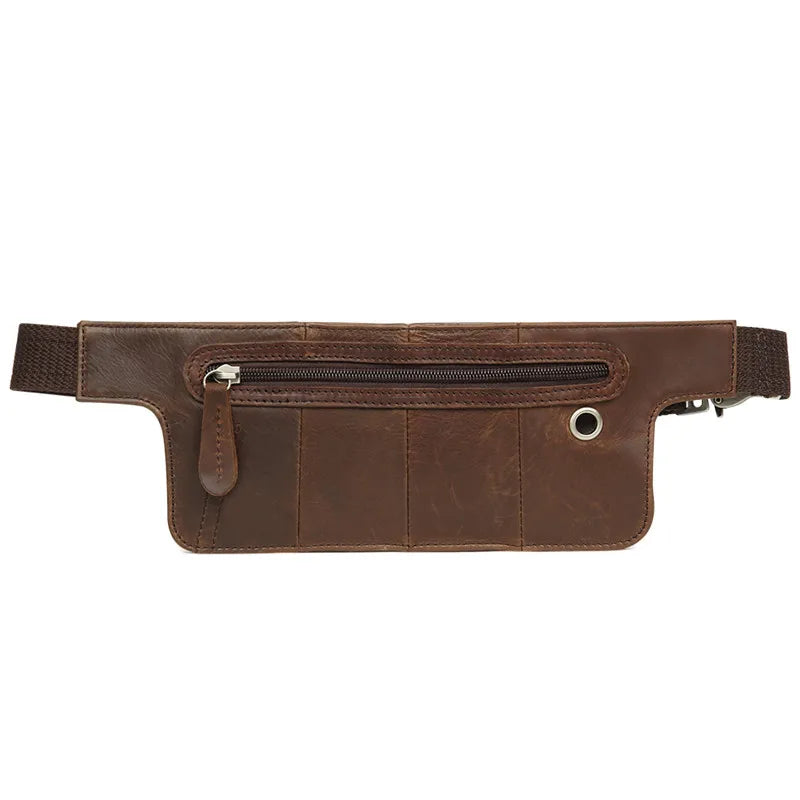 Vintage Chocolate Leather Waist Bag Chest Phone Bag M6373