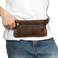 Vintage Chocolate Leather Waist Bag Chest Phone Bag M6373