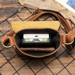 Vintage Brown Cowhide Leather Mini Messenger Bag
