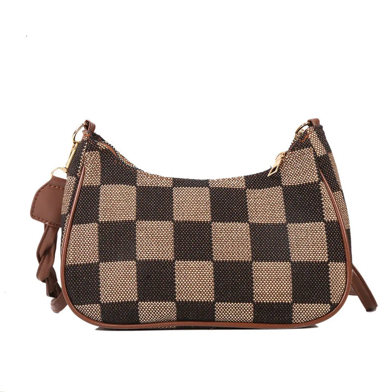 Net Red Retro Chessboard Lattice Underarm Bag Women's Autumn And Winter Versatil