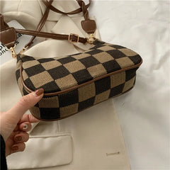 Net Red Retro Chessboard Lattice Underarm Bag Women's Autumn And Winter Versatil