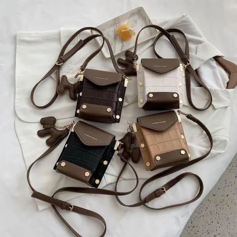Retro Croc Pattern Crossbody Bag, All-match Small Square Bag