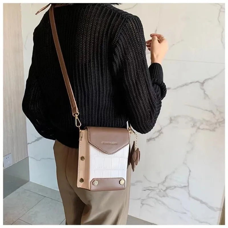 Retro Croc Pattern Crossbody Bag, All-match Small Square Bag