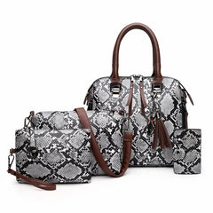 Summer Women's Shoulder Bag Snakeskin Cross-Body Handbag 4-Piece Set