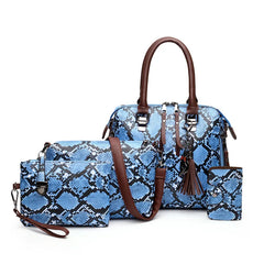 Summer Women's Shoulder Bag Snakeskin Cross-Body Handbag 4-Piece Set