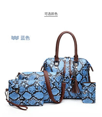 Summer Women's Shoulder Bag Snakeskin Cross-Body Handbag 4-Piece Set