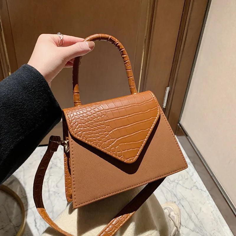 Crocodile Pattern Leather Shoulder Bag Vintage Ladies Crossbody Messenger Bag