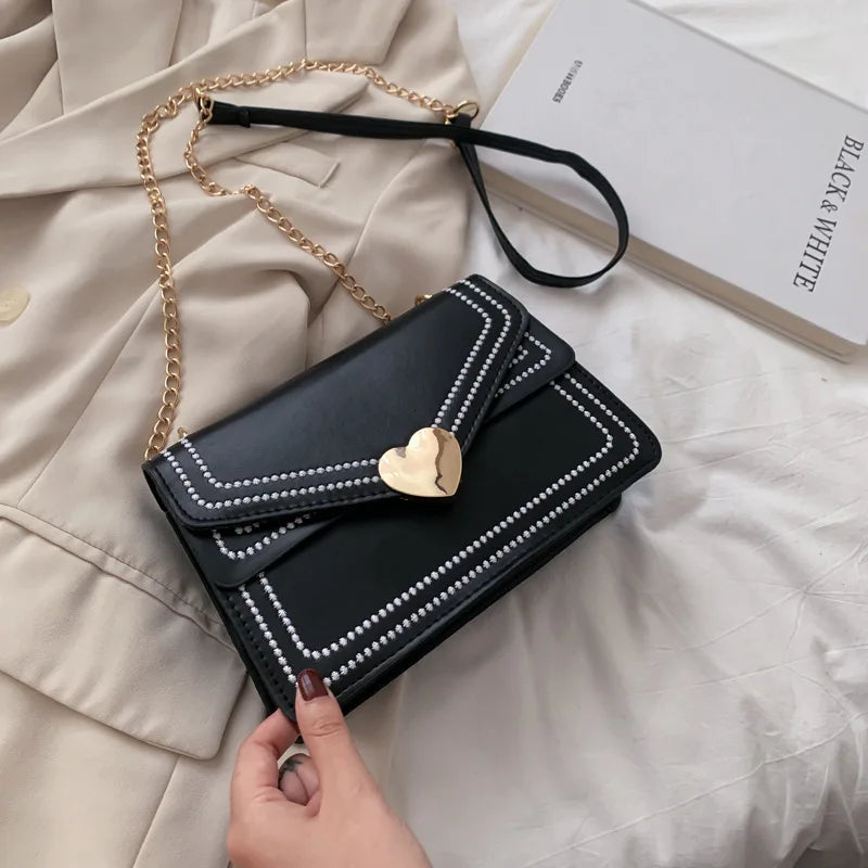 Women Embroidery Leather Shoulder Chain Bag Ladies Crossbody Bags