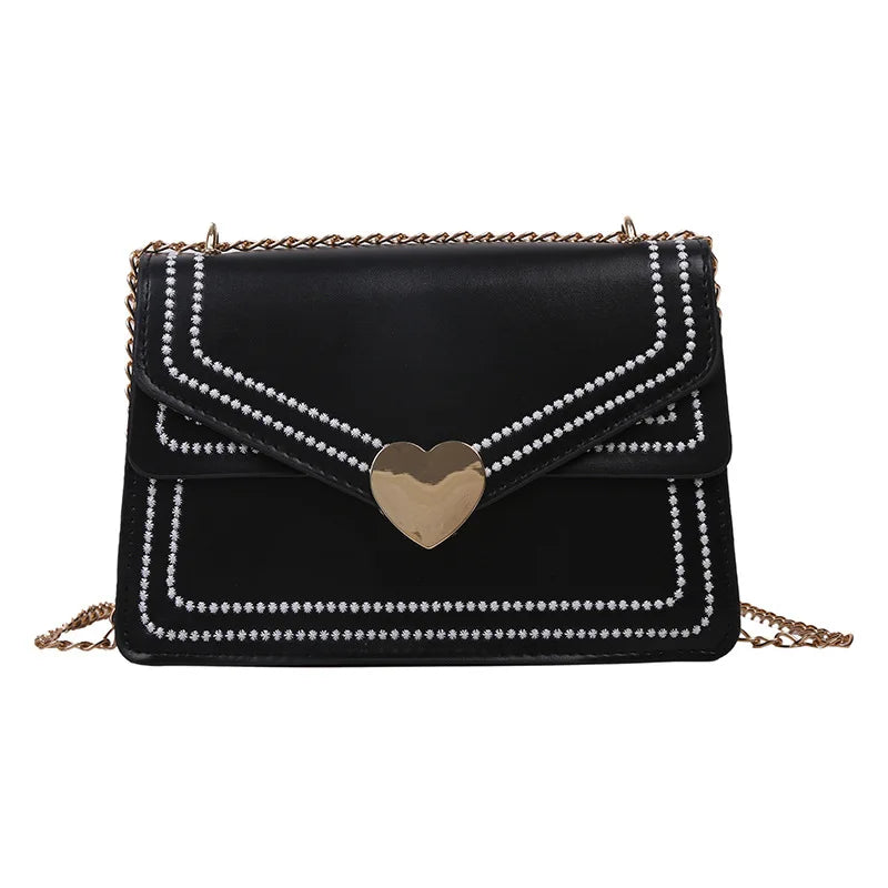 Women Embroidery Leather Shoulder Chain Bag Ladies Crossbody Bags