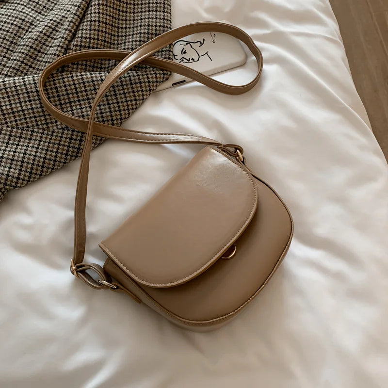 Women PU Leather Crossbody Saddle Bag Handbag Vintage Female Girls Soft Purses