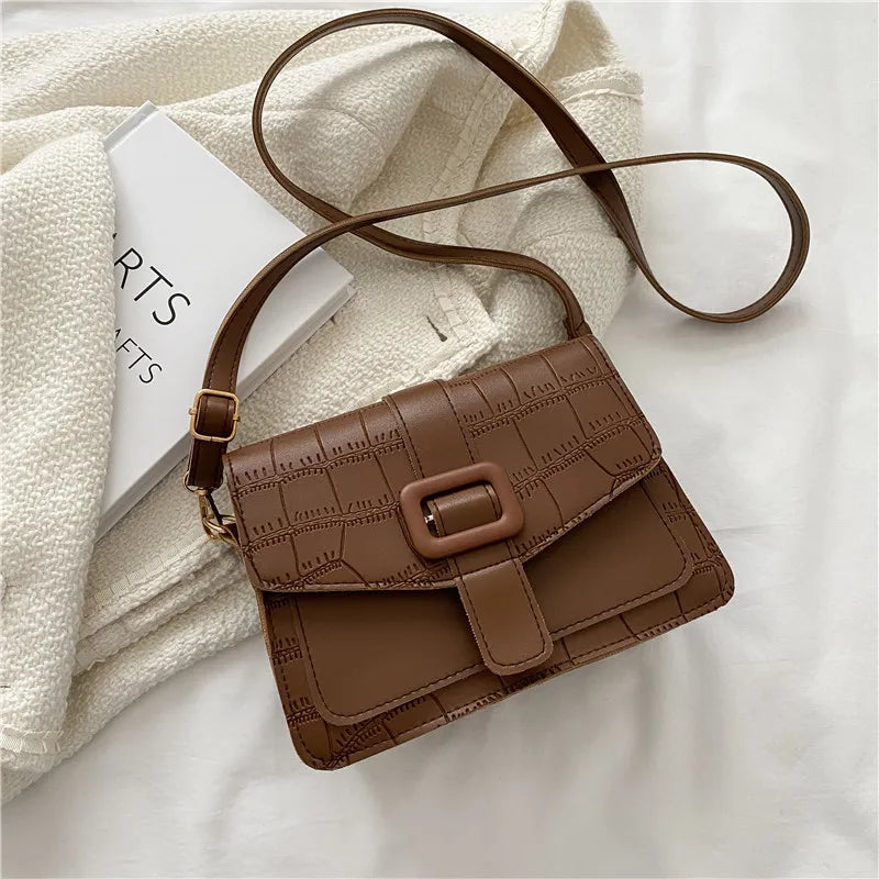 Vintage Crocodile Pattern Shoulder Bag Women PU Leather Crossbody Bags