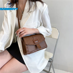 Vintage Crocodile Pattern Shoulder Bag Women PU Leather Crossbody Bags